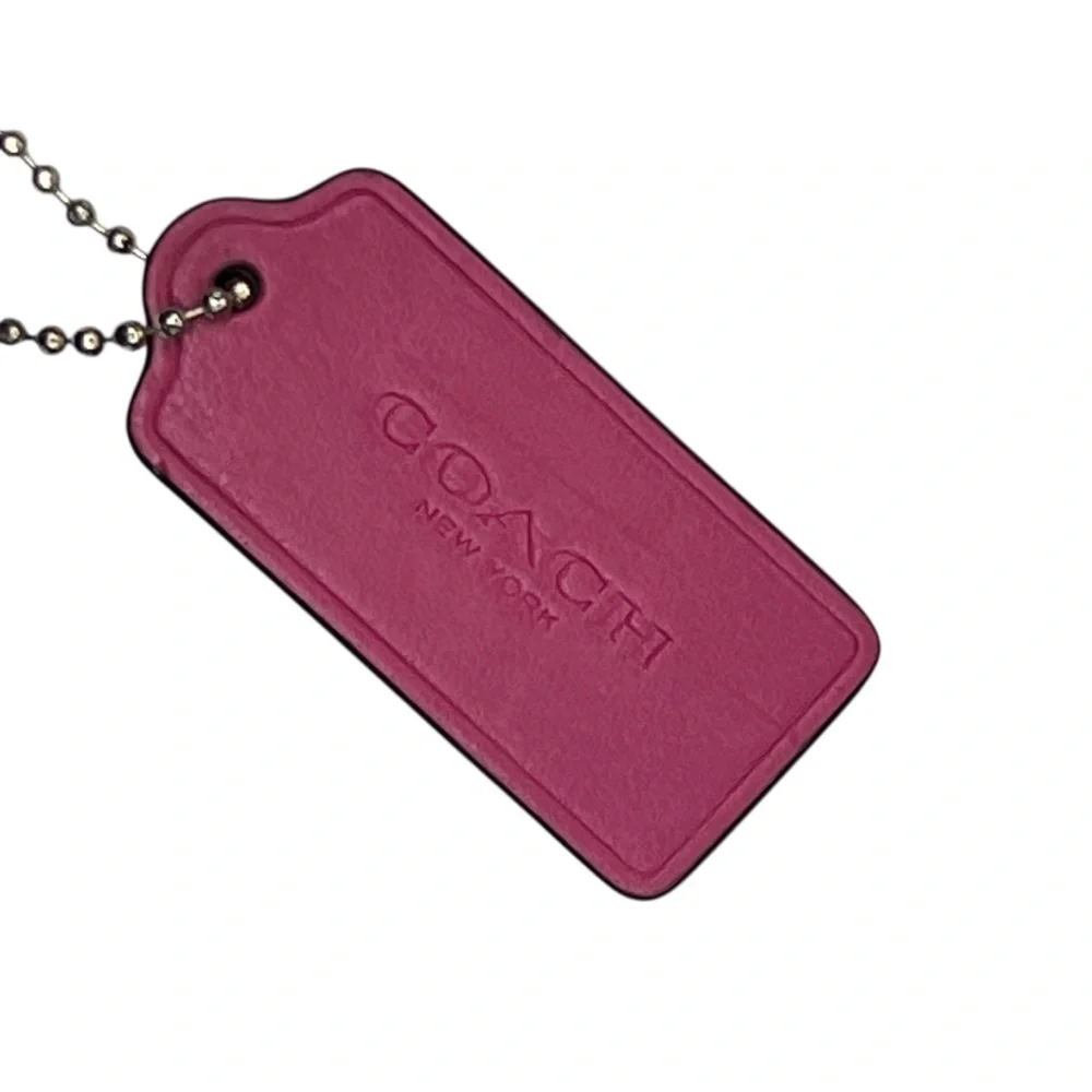 Coach New York pink Fuchsia smooth Leather Key Holder Keytag - Picture 7 of 8